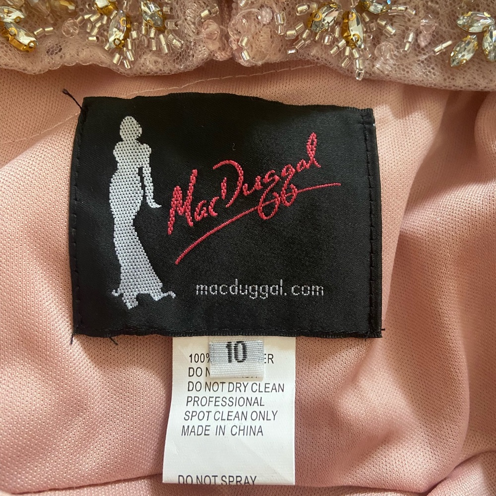 Mac Duggal Size 10 Blush Pink Beaded Floral Lace Midi Dress NWT Formal Cocktail - Picture 10 of 15
